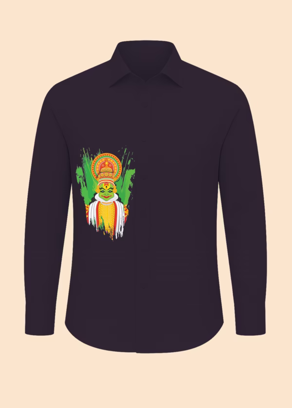 Customized Kathakali front side printed black full sleeve shirt Trivandrum Kerala