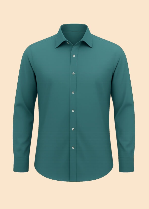 Men’s dark green full sleeve shirt with customizable fit and cotton fabric