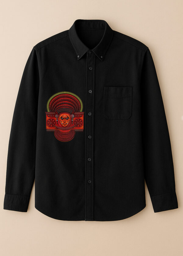 Customized Theyyam printed front side black full sleeve shirt Trivandrum Kerala