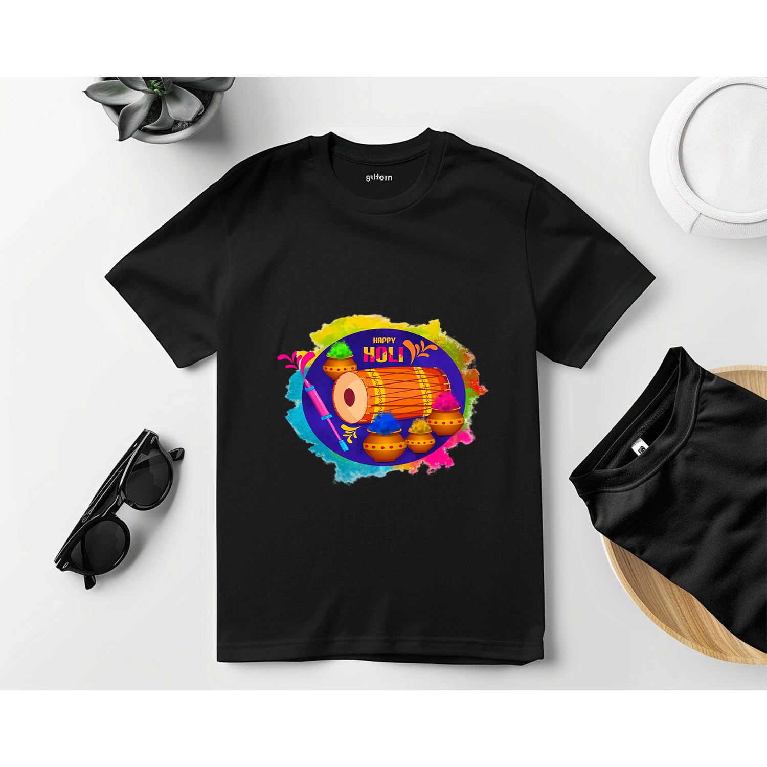 Men’s Black Holi Festival Printed T-Shirt
